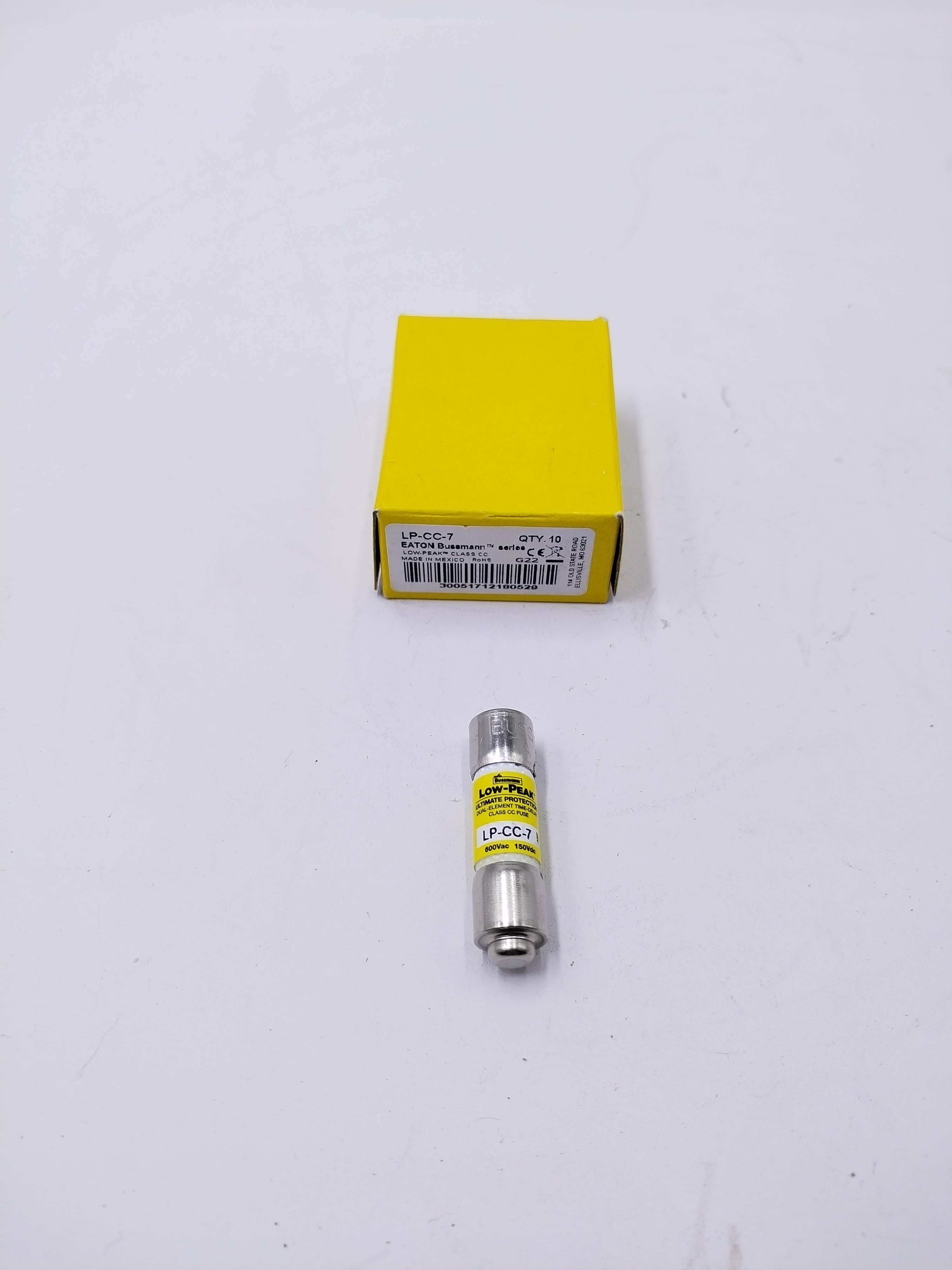 Eaton Bussmann series LP-CC fuse LP-CC-7 Current limiting time delay fuse Rejection style 7A Dual CC